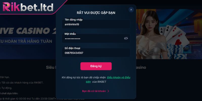 Đăng Ký RIKBET 2 Xác nhận lại chuẩn xác thông tin đăng ký RIKBET