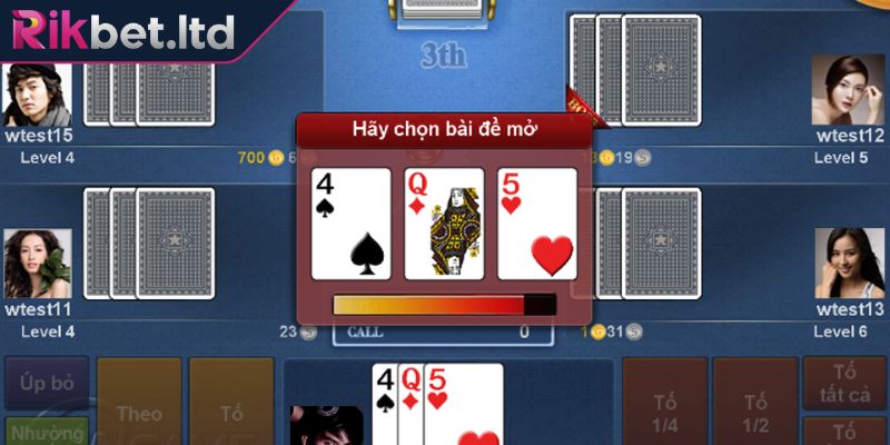 Xì Tố RIKBET - Hướng Dẫn Cách Chơi Cơ Bản Và Mẹo Dễ Thắng 2 Các hành động trong trò chơi RIKBET
