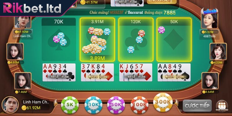 Cách Chơi Bài Bull Bull RIKBET Theo Hướng Dẫn Chi Tiết 3 Quan sát kết quả ván game